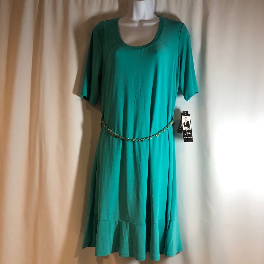 NWT Lennie for Nina Leonard Green Knit Dress